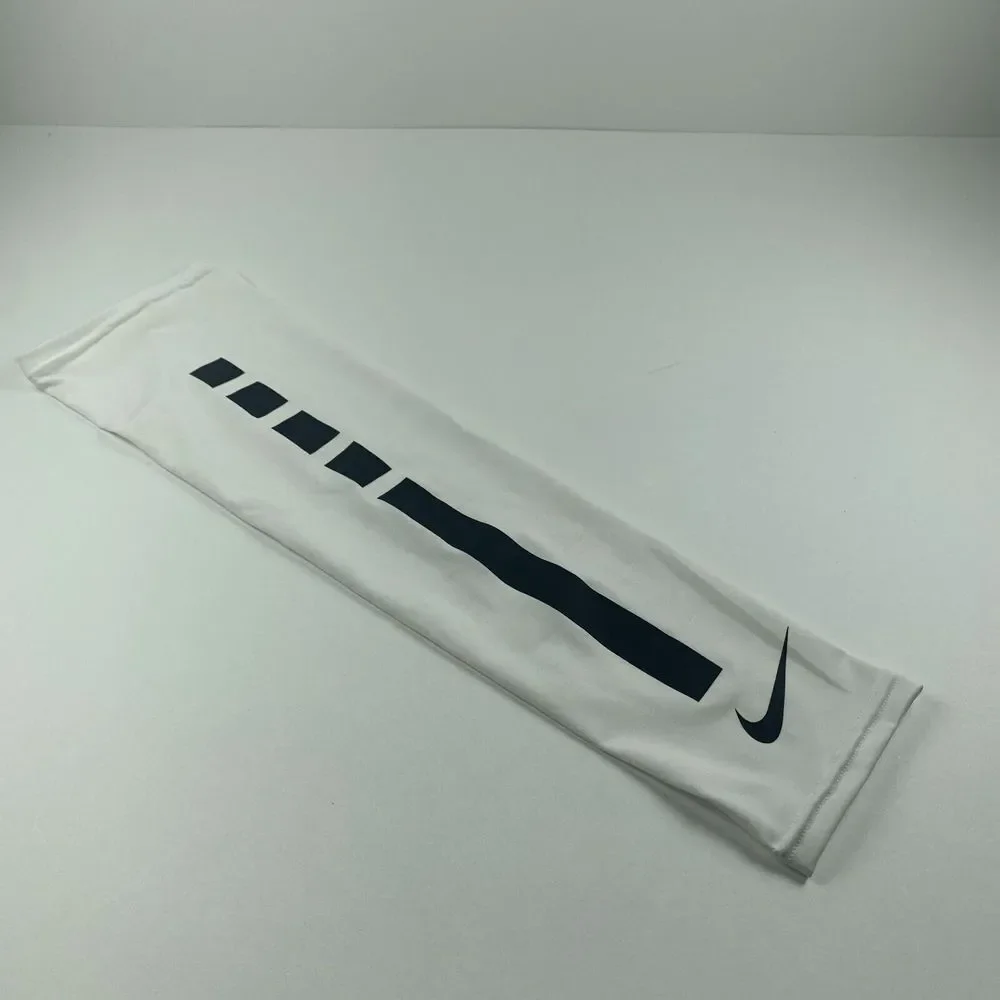 Nike Unisex Adult White Black Spell Out Logo Basketball Athlete Arm Elite Sleeve